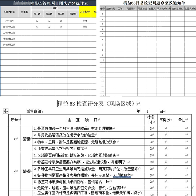 6S日常检查评价体系